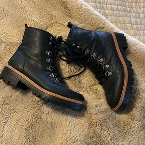 Black Sherpa lined combat boots
